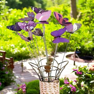 10Pcs Butterfly Garden Stakes for Flower Pots, Spring Summer Yard Decor, Outdoor Butterfly Ornaments for Plants, Garden Gift Idea
