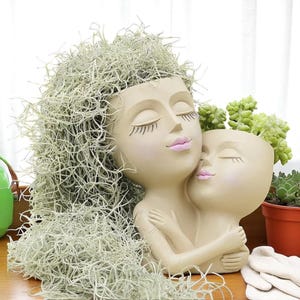 Creative Flower Pot Resin Planter, Cute Girl Face Design, Succulent Planter for Indoor  Outdoor Decor,Gift for Home & Garden