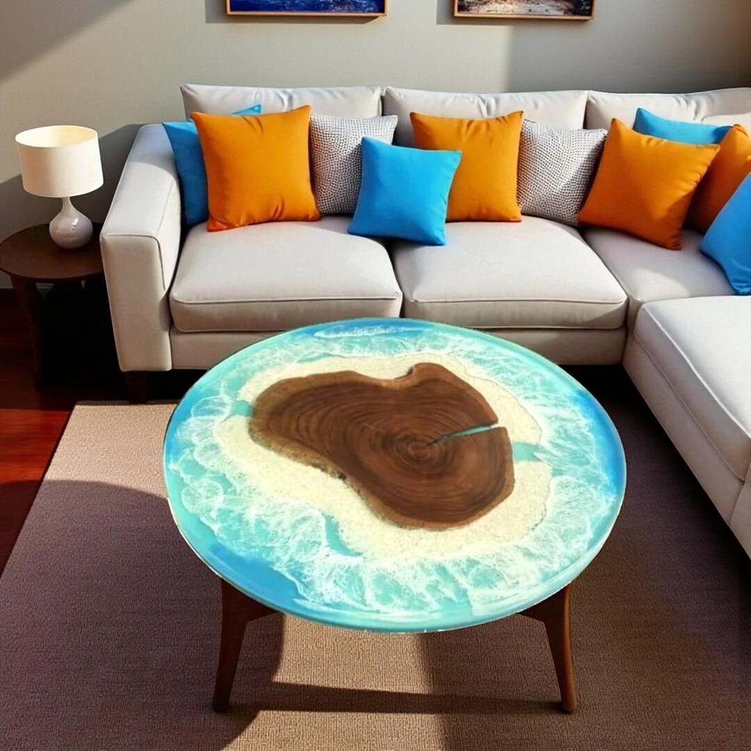 Ocean Wave Epoxy Resin Coffee Table, Acacia Wood, Live Edge - Etsy ...