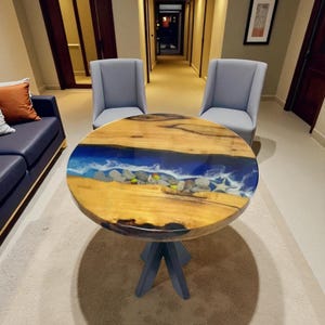Ocean Wave-salontafel epoxyhars: acaciahout, moderne kunst
