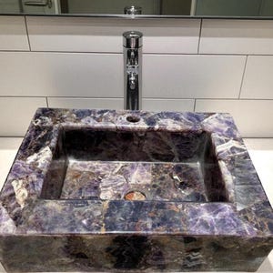 Amethyst Stone Sink: Natural Crystal Wash Basin, Luxury Bathroom Decor