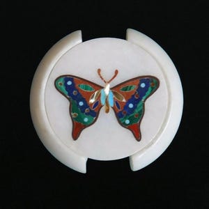 Handcrafted Marble Inlay Coaster Set | Vintage Stone Drink Coasters with Butterfly Design | Elegant Gift for Birthday or Housewarming
