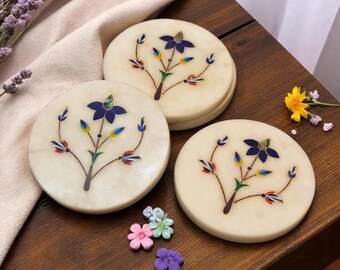 Posavasos de mármol hechos a mano: piedra natural con base de corcho