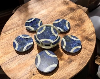 Posavasos de mármol y lapislázuli: posavasos de piedra hechos a mano