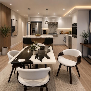 Vitt epoxiharts-centersoffa soffbord matbord – Lyxig modern konstkonsol, barskrivbord och halldekorationsmöbler