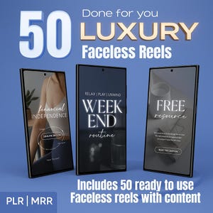 50 Luxury Faceless Reels Content Library | Done For You Instagram Reels Templates | Aesthetic Social Media Video Pack for Digital Marketing