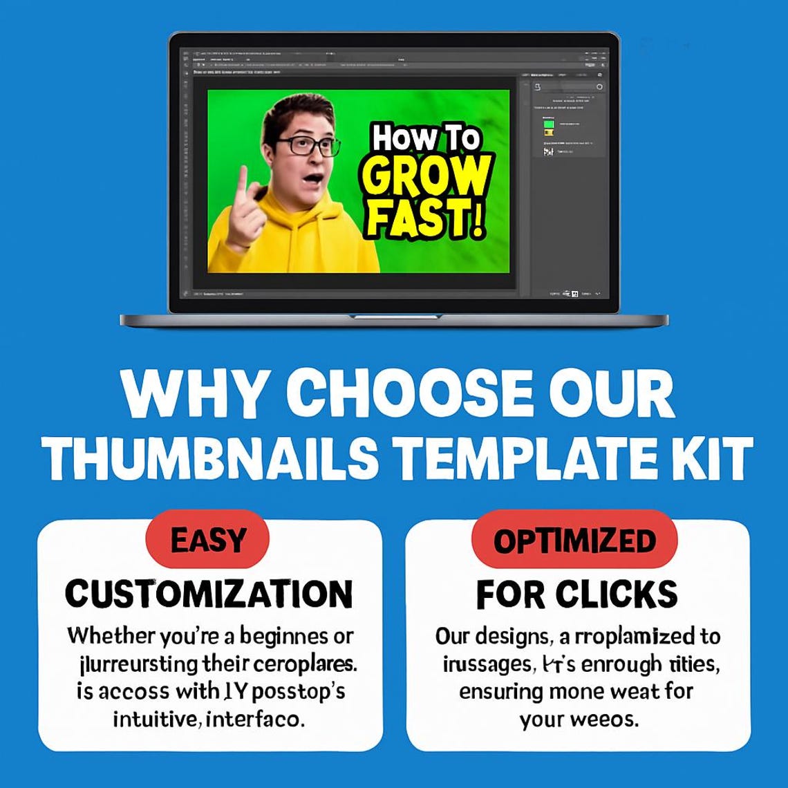 500+ Youtube Thumbnail Templates: Editable Photoshop PSD Pack - Etsy