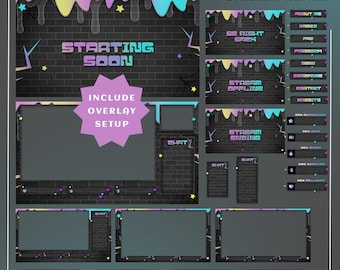 Spooky Drips Stream Overlay, Halloween Twitch Package, Complete Twitch Streaming Package, Pastel Neon Drip Design, Cute Pastel Drip Vtuber