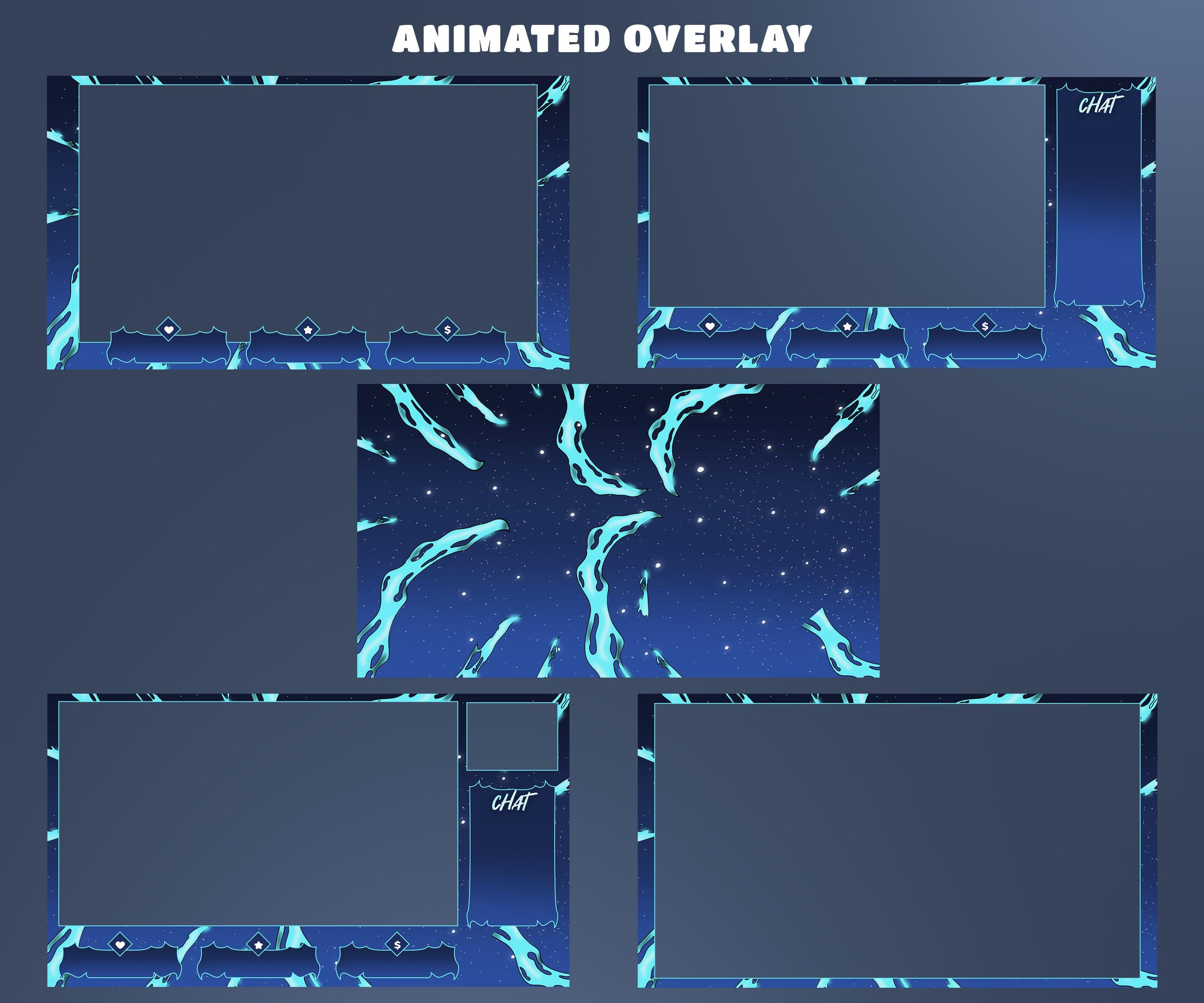 Ethereal Blue Flame Stream Overlay Bundle – Vertical Overlay + Fully ...