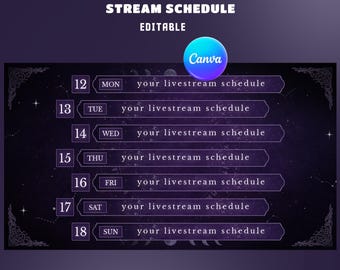 Moon Circle Stream Schedule Overlay for Streamers – Pastel Twitch Schedule, Purple Galaxy Overlay, Astral Schedule Planner, Stardust Magic