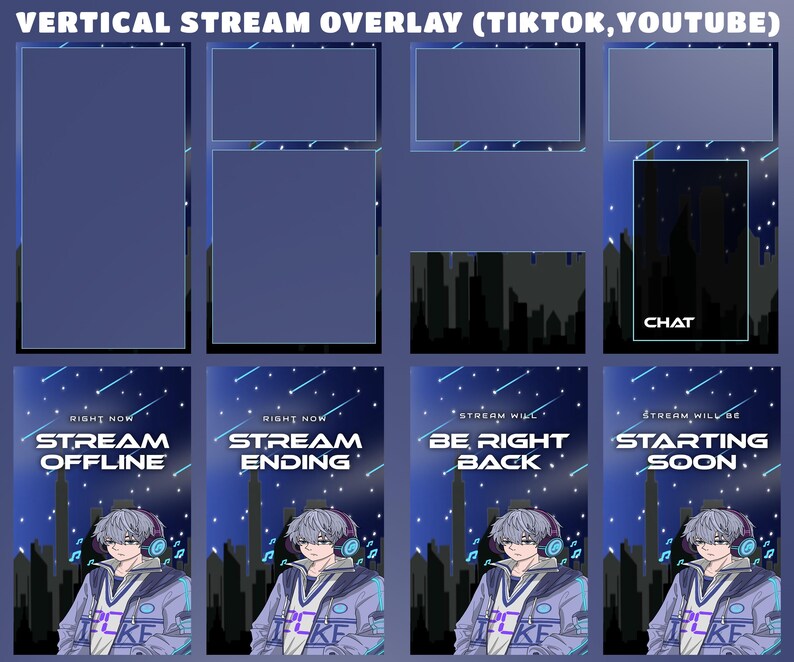 Example Vertical Stream Overlay Starlit Echo Stream Overlay Bundle – Vertical Overlay + Fully Animated ...