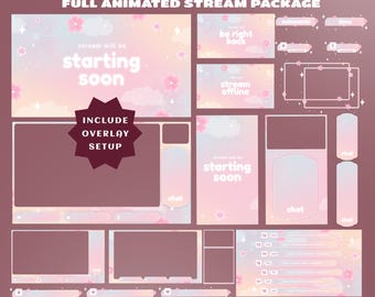 Sakura Glow Stream Overlay Bundle Vertical Overlay Fully Animated, Stream Schedule, TikTok Overlay, Cherry Blossom, Pink Cloud Overlay