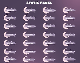 Moonlit Hills Stream Panel Overlay for Streamers – Pastel Twitch Panel, Soft Purple Pink Overlay, Lunar Aesthetic Panels, Cloud Starry Night