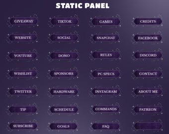 Moon Circle Stream Panel Overlay for Streamers – Pastel Twitch Panel,  Purple Black Overlay, Stardust Constellation, Deep Space Vibes