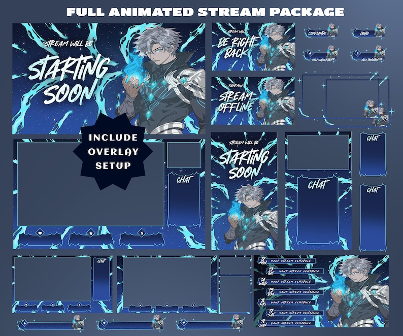 Ethereal Blue Flame Stream Overlay Bundle – Vertical Overlay + Fully ...