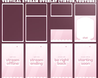 Süße Pfoten TikTok Stream Overlay Pack - Vollanimiertes, rosa und weißes vertikales animiertes Paket, Pfotenabdruck-Overlay, Herzästhetik-Design