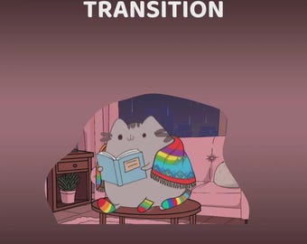 Midnight Cozy Animated Cute Lofi Stinger Transition Overlay for Twitch, Lofi Room Transition, Pink Transition Vtuber, Cute Cat Stream