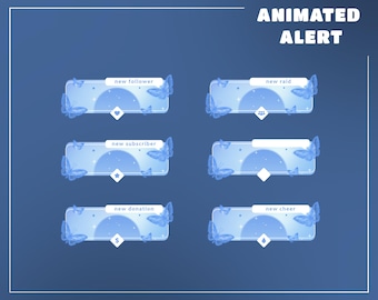 Butterfly Stream Alerts, Pastel Blue Twitch Overlay, Dreamy Blue Butterfly Animated Alerts, Cute Blue Butterfly Animated Alerts Overlay