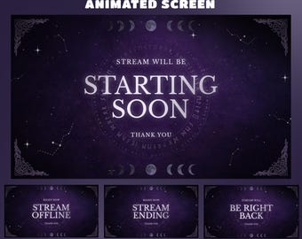 Moon Circle Stream Screen Overlay for Streamers – Fully Animated, Purple And Black Screen, Deep Space Vibes, Stardust Celestial Overlay