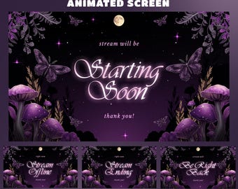 Moonshadow Butterfly Realm Stream Screen Overlay, Dark Fairycore Twitch Overlay, Magical Purple Stream Overlay, Enchanted Night Forest, OBS