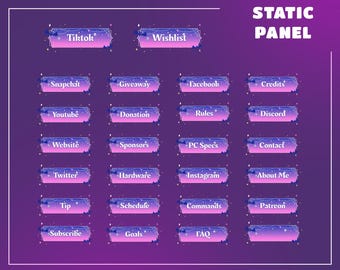 Skull Web Stream Panel Overlay – Purple Blue Vtuber Panels (Digital Download)