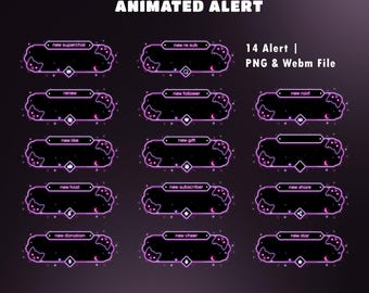 Neon Cat Stream Alert Overlay, Stream Alerts Design, OBS Streamlabs Setup Ready, Rounded Corner Frames, Soft Highlight Edges,Light Diffusion