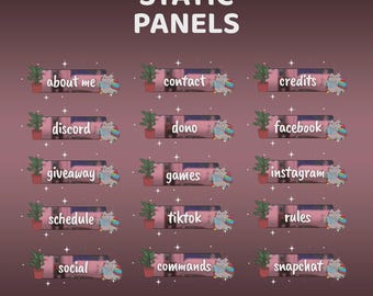 Midnight Cozy Animated Cute Lofi Stream Panel Overlay for Twitch, Twitch Panel Lofi, Pink Panel, Cozy Aesthetic Panel, Cute Cat Panel Design