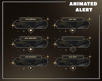 Avvisi di streaming animati di Lunar Goldscape – Sovrapposizioni celestiali di Twitch (download digitale)
