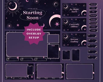 Animated Starlight Stream Overlay: Celestial Twitch Screens (Digital Download) – Fully Animated + Setup Included, Cosmic, Moon Stars, Mystic