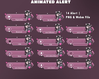 Pink Melody Stream Alerts, Heart Chat Valentine, Kawaii Love Night, Velvet Pink Valentine, Animated Kawaii Vtuber Overlay, Pink Love