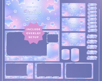 Star Glow Stream Overlay for Streamers – Fully Animated + Setup Included, Pastel Stars & Sparkles, Pastel Star Theme, Cute Twitch Aesthetic