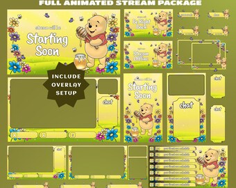 Honey Bloom Land Animated Stream Twitch Overlay Pack, Bee Aesthetic, Floral And Nature Themes, Butterflies, Large And Small Colorful Flowers