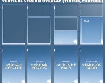 Clear Sky TikTok Stream Overlay Pack – Fully Animated, Blue White Vertical Animated Package, Cloud Overlay, Sparkle Aesthetic, Soft Flowers