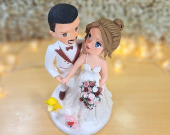 Personalized Wedding Cake Topper: Custom Bride and Groom Figurine