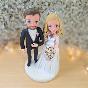 Wedding cake bride and groom, anime wedding cake topper, cute wedding cake topper, bride and groom figurine, romantic wedding cake topper