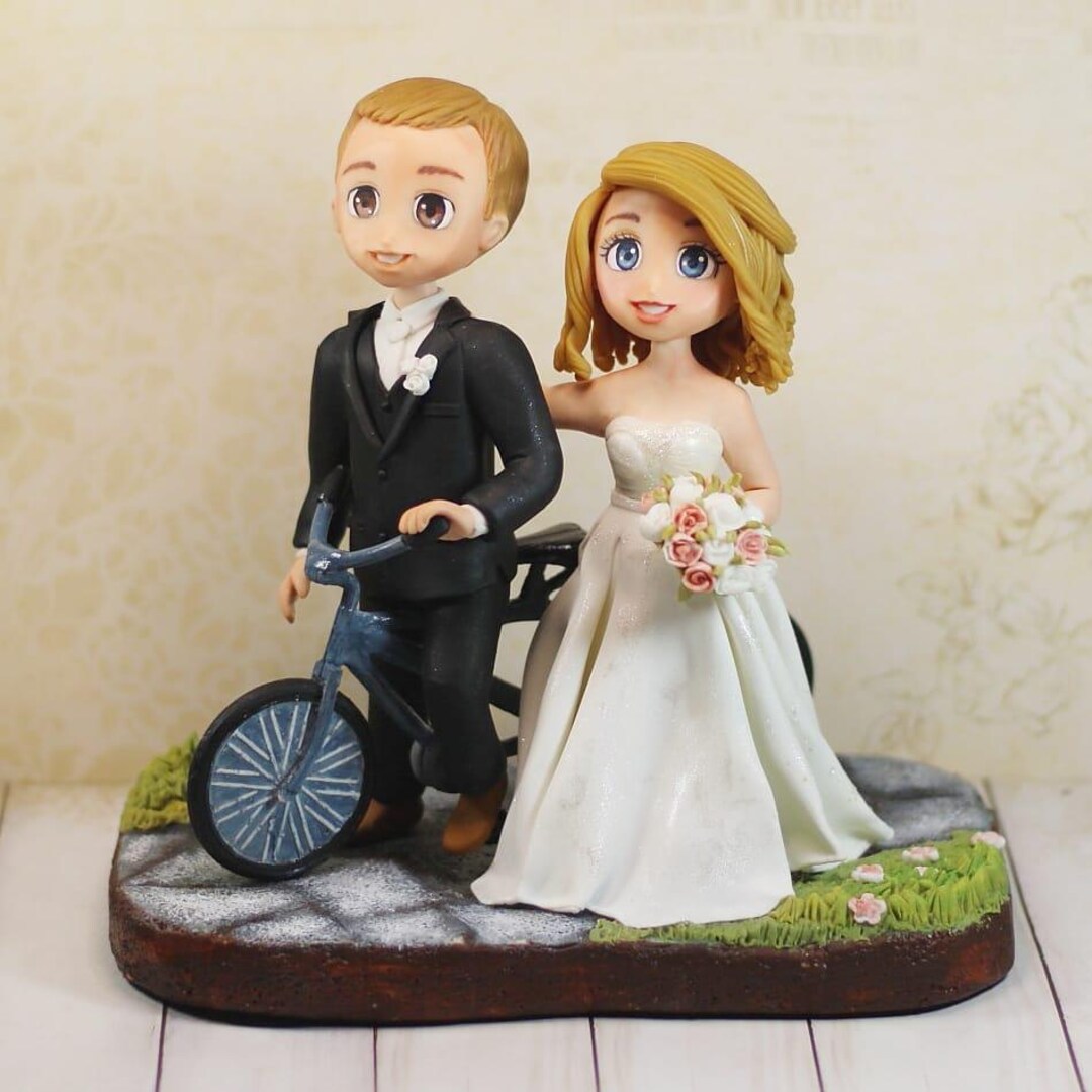 Personalized Tandem Bike Wedding Cake Topper: Cycling Bride & Groom - Etsy