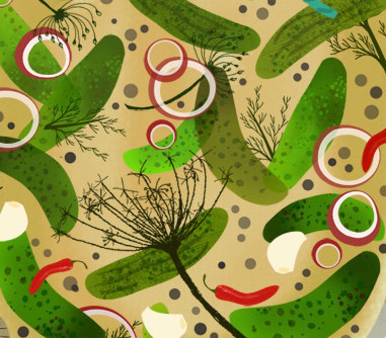  how to make spicy pickles art print illustrated recipe etsy