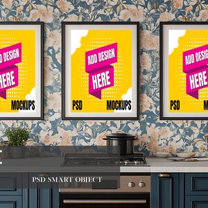 Vertical Frame Mockup Kitchen Modern Farmhouse Cottagecore Kitchen Frame Mockup Kitchen PSD Smart Object Wall Decor Mockup