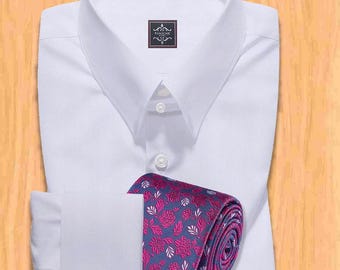 Camisa blanca con cuello de espiga y puños franceses de algodón Giza