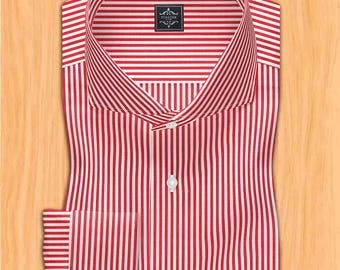 red bengal stripe dress shirt Proper Cloth Men's Stanton 120s Red Bengal Stripe Broadcloth Men's Dress Shirt