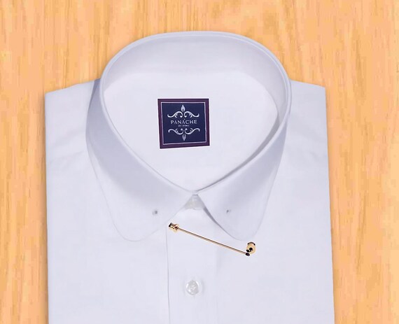 Men's Giza Cotton Twill Round Pin Collar Dress Shirt - Wrinkle-Resistant Men's Giza Cotton Twill Round Pin Collar Dress Shirt - Wrinkle-Resistant