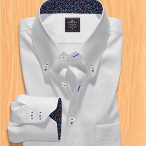 Men’s White Button Down Shirt | White button down casual shirt | Mens white button up | Button down Men&#39;s dress shirt |  button down shirt