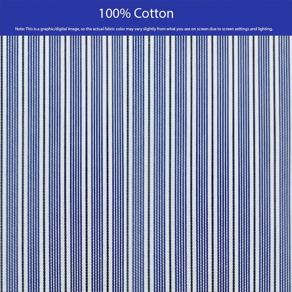 Blue & White Stripe Broadcloth Fabric by the Yard | 100% Giza Cotton |  Shirting - Etsy Israel