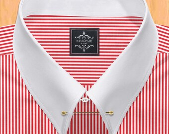 red white dress shirt Comfort Stretch Non-Iron Solid Dress Shirt With Contrast Trim -  White/burgundy