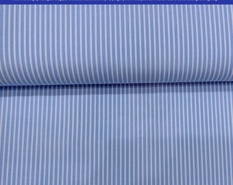 Light Blue & White Striped Giza Cotton Poplin (Fabric by the Yard)
