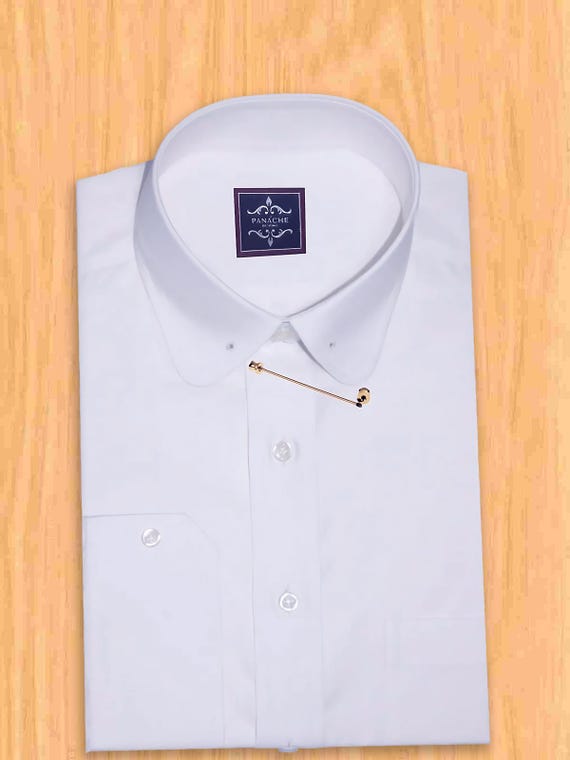 Men's Giza Cotton Twill Round Pin Collar Dress Shirt - Wrinkle-Resistant