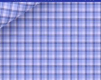 Blauw en zwart geruite stof (80 procent katoen / 20% polyester) — op maat wordt verkocht