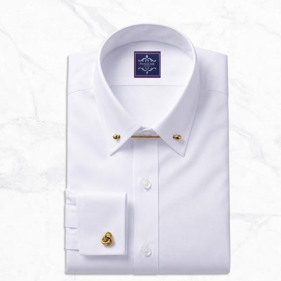 giza cotton dress shirts Pin Collar Dress Shirt with French Square Cuffs