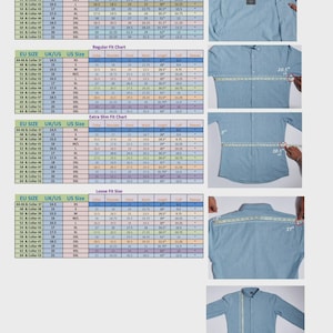 Men's slim fit, Trim fit, Regular Fit and Loose Fit Size guide