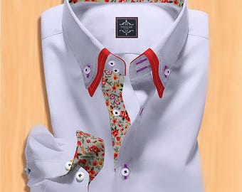 white christmas dresses Finamore Milano Eduardo 170 Giza Cotton Formal Shirt: Blue main image 0